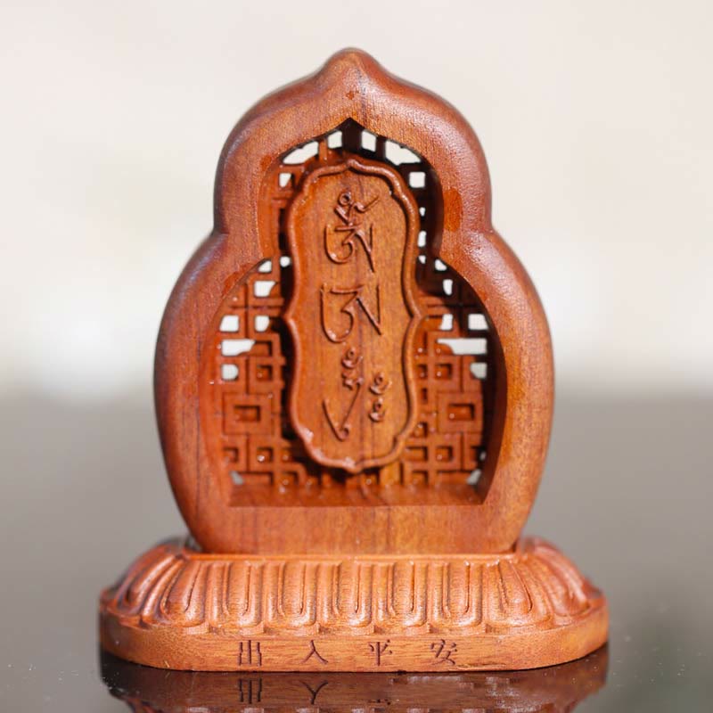 Holzgravierte Vajrasattva-Buddha-Statue, 7 x 7,5 cm, Mitgefühl