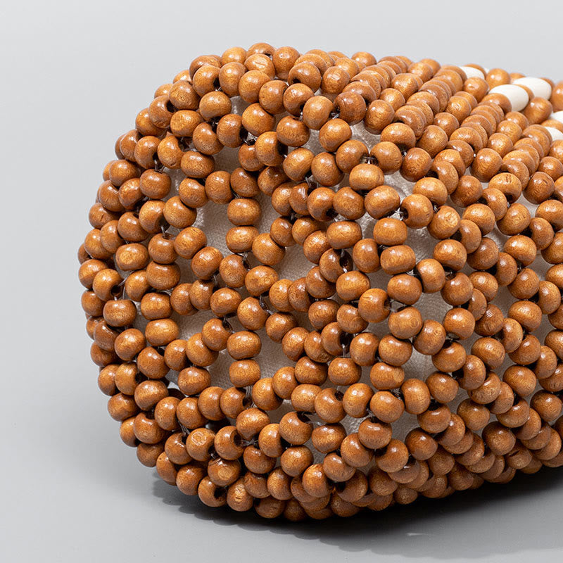 Eimertasche aus Holzperlen, 12 cm, für spirituellen Schmuck