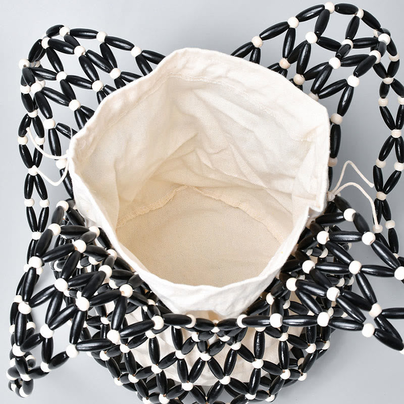 Eimer-Umhängetasche aus Holzperlen für spirituelle Accessoires