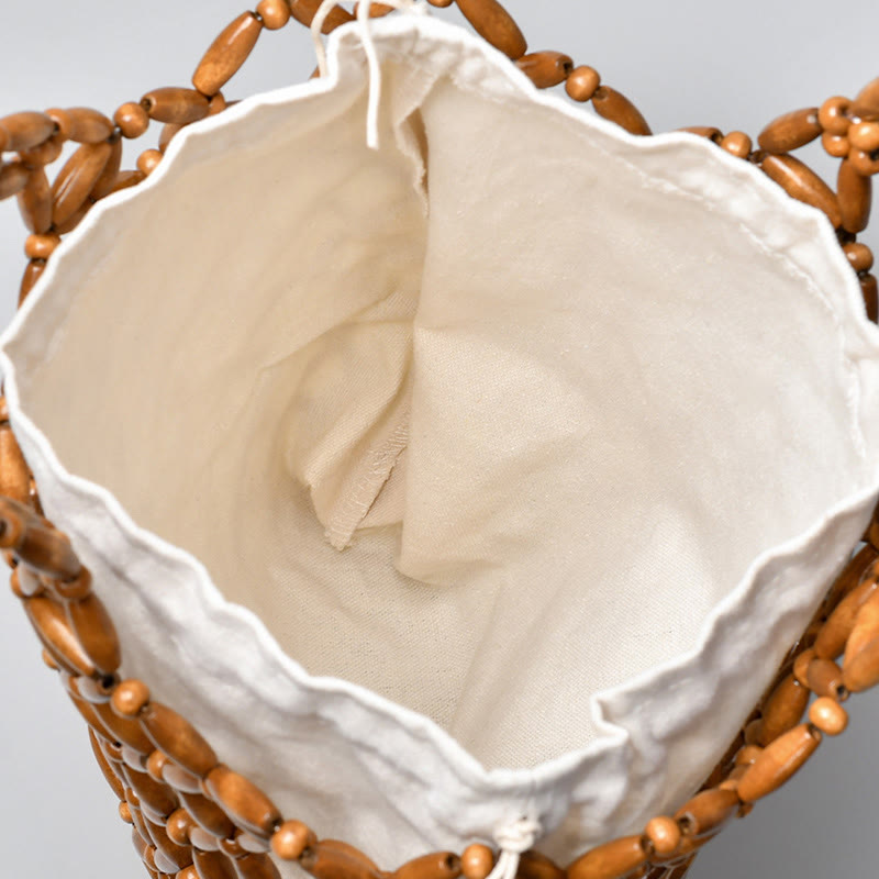 Handgewebte Umhängetasche aus Holzperlen für spirituelle Accessoires