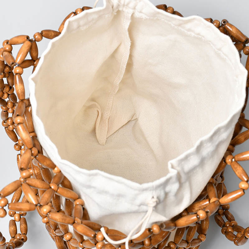 Handgewebte Umhängetasche aus Holzperlen für spirituelle Accessoires