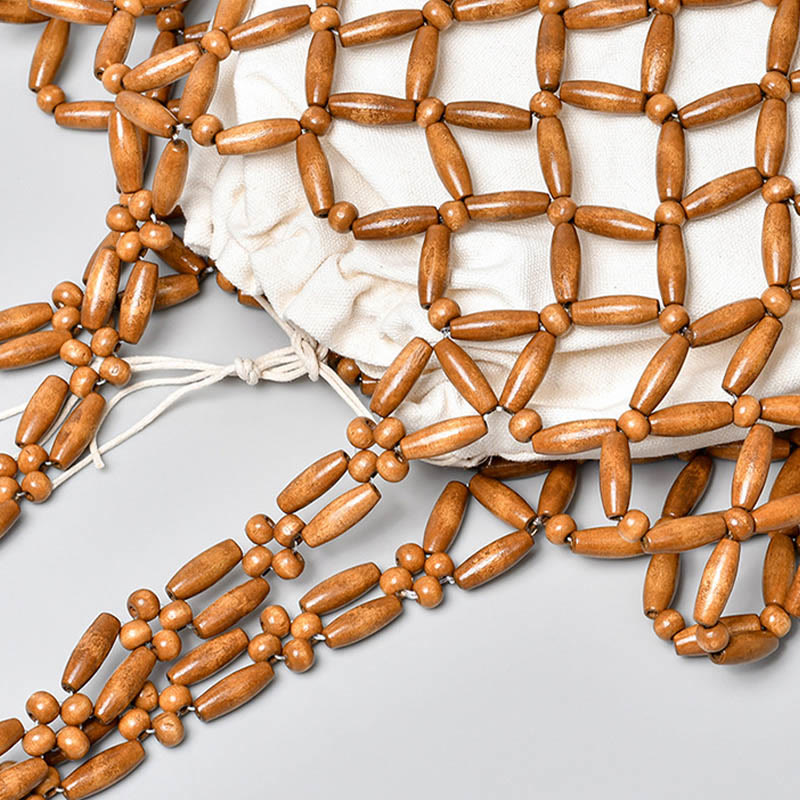 Handgewebte Umhängetasche aus Holzperlen für spirituelle Accessoires