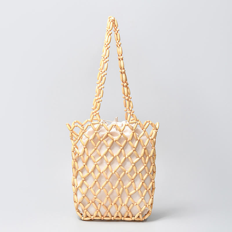 Handgewebte Umhängetasche aus Holzperlen für spirituelle Accessoires