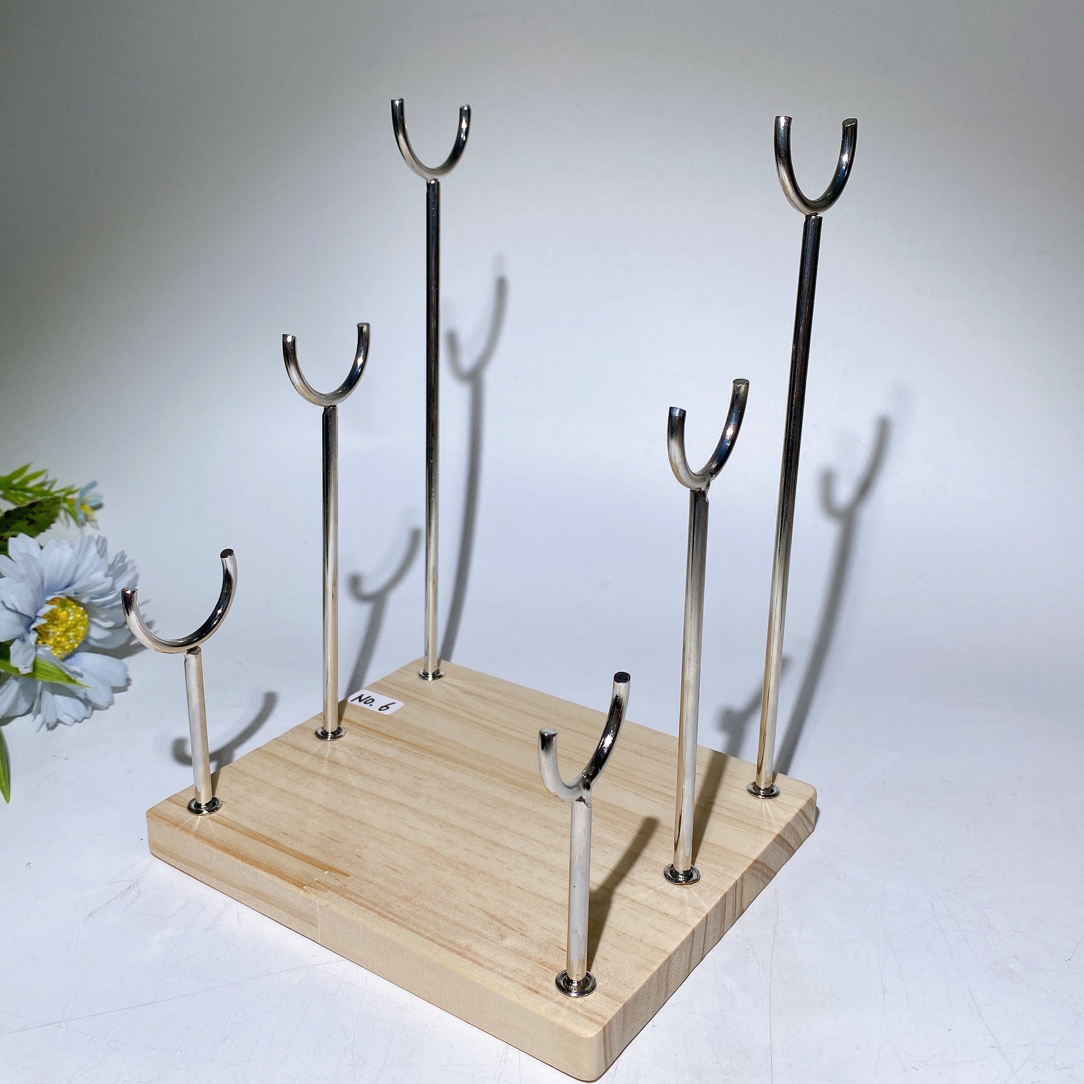 Wooden Crystal Wand Stand for Healing Rituals