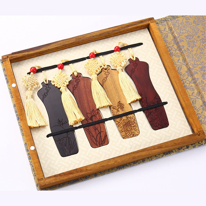 Lesezeichen-Set aus Holz mit vier Jahreszeiten | Zen-Dekor-Geschenk