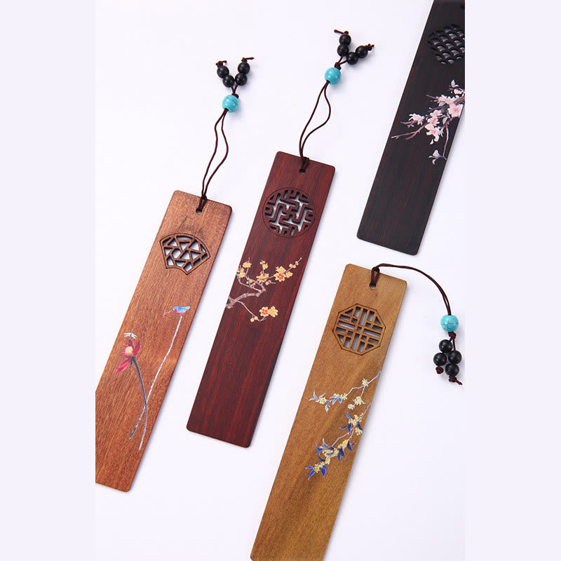 Lesezeichen-Set aus Holz mit vier Jahreszeiten | Zen-Dekor-Geschenk