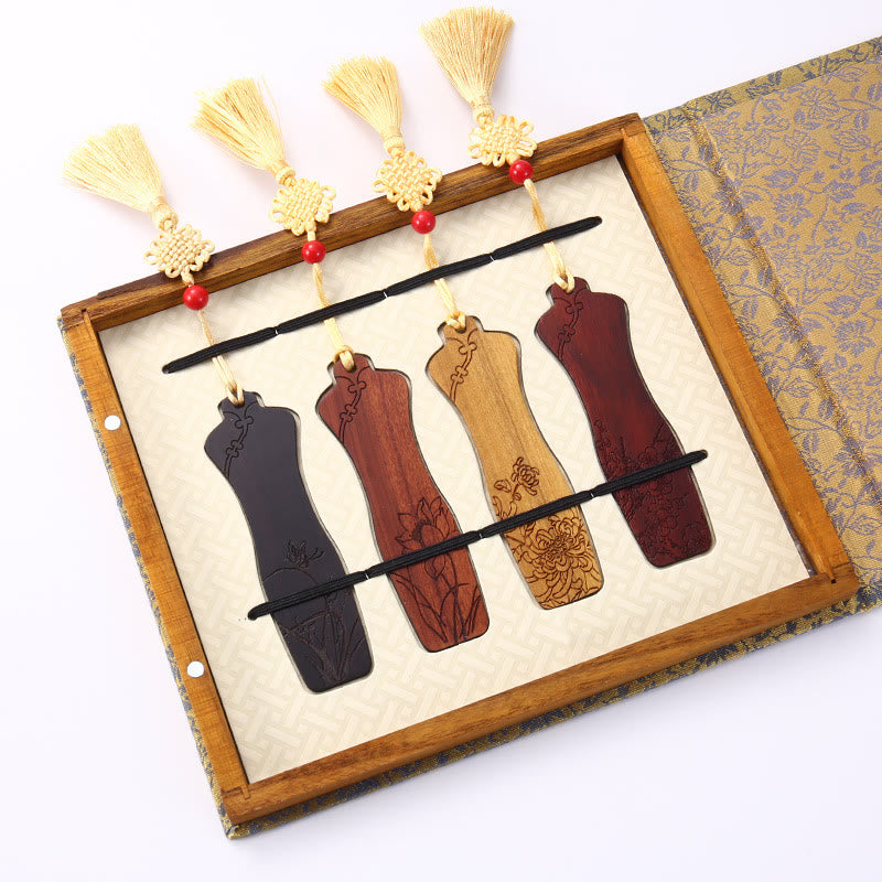 Lesezeichen-Set aus Holz mit vier Jahreszeiten | Zen-Dekor-Geschenk