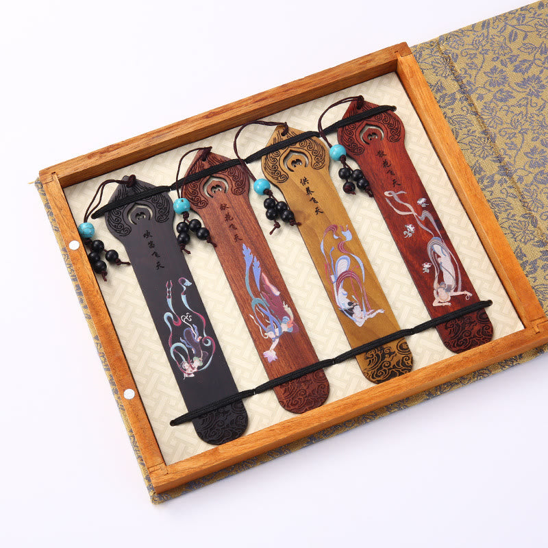 Lesezeichen-Set aus Holz mit vier Jahreszeiten | Zen-Dekor-Geschenk