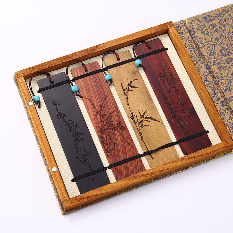 Lesezeichen-Set aus Holz mit vier Jahreszeiten | Zen-Dekor-Geschenk