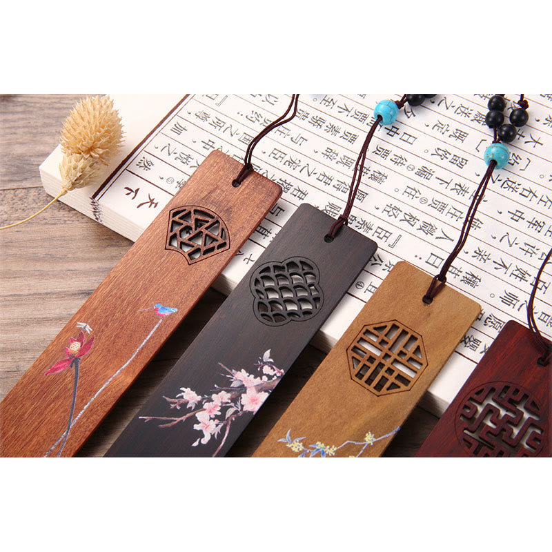 Lesezeichen-Set aus Holz mit vier Jahreszeiten | Zen-Dekor-Geschenk