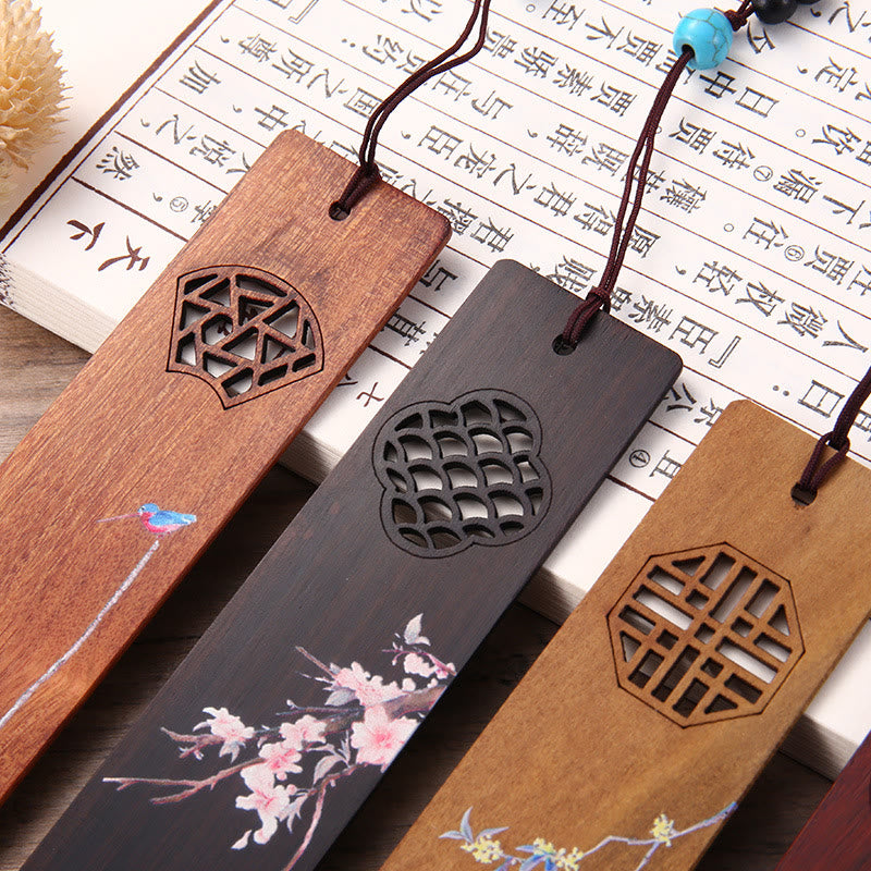 Lesezeichen-Set aus Holz mit vier Jahreszeiten | Zen-Dekor-Geschenk
