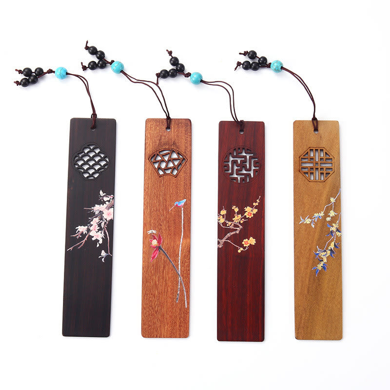 Lesezeichen-Set aus Holz mit vier Jahreszeiten | Zen-Dekor-Geschenk