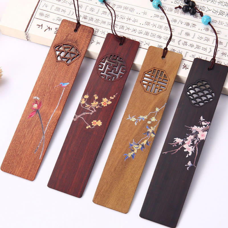 Lesezeichen-Set aus Holz mit vier Jahreszeiten | Zen-Dekor-Geschenk