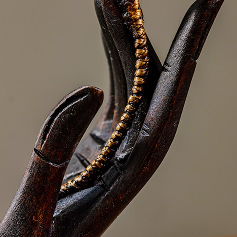 Kerzenhalter aus Holz mit Handmuster | Spiritueller Wohnakzent