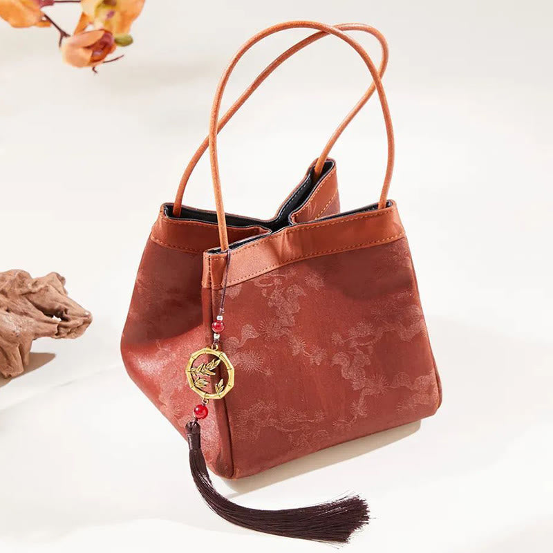 Xiangyunsha Yoga-Tragetasche aus Seide mit Bambuszweigen, 16 cm