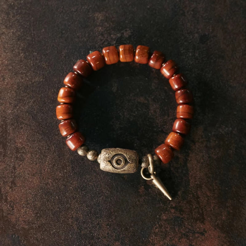 Yak-Knochen-Kupfer-Armband für spirituellen Schutz, 14–17,5 cm