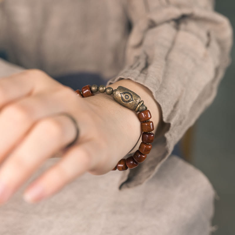 Yak-Knochen-Kupfer-Armband für spirituellen Schutz, 14–17,5 cm