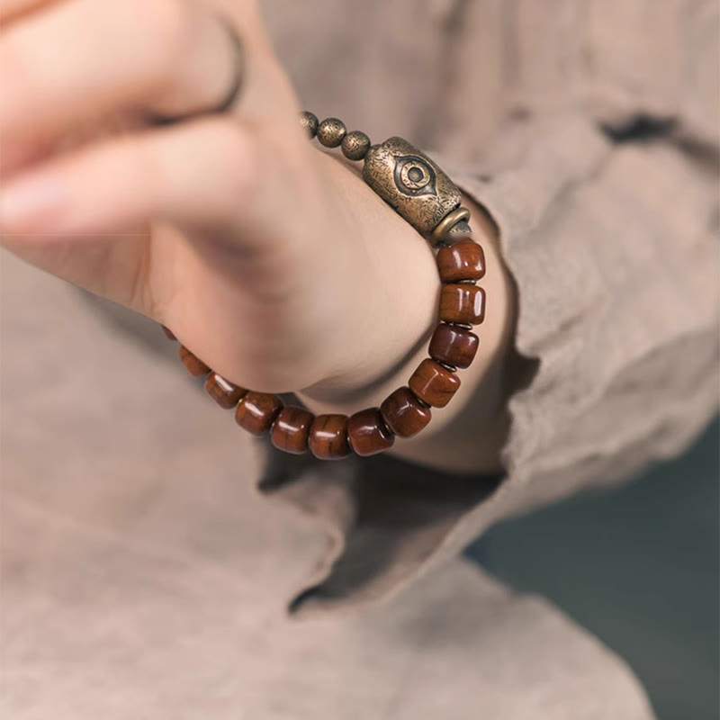 Yak-Knochen-Kupfer-Armband für spirituellen Schutz, 14–17,5 cm