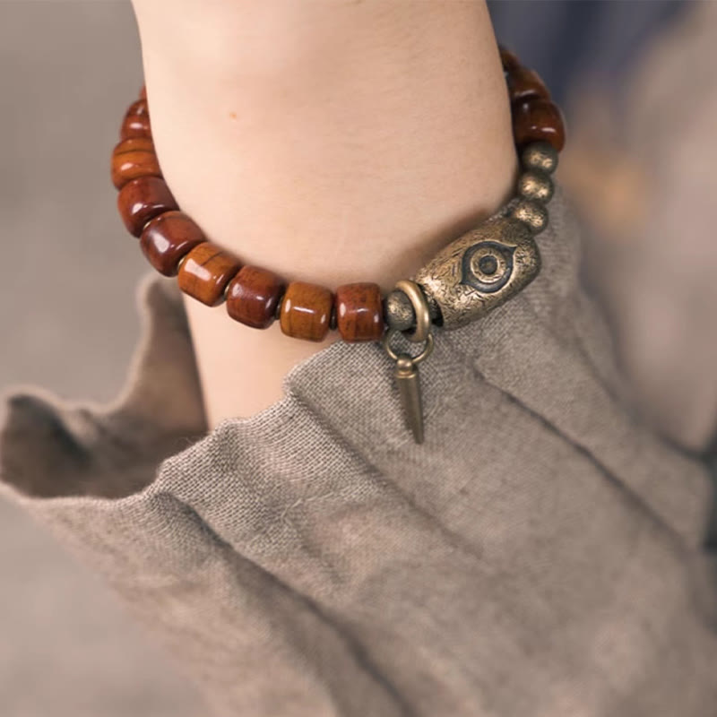 Yak-Knochen-Kupfer-Armband für spirituellen Schutz, 14–17,5 cm