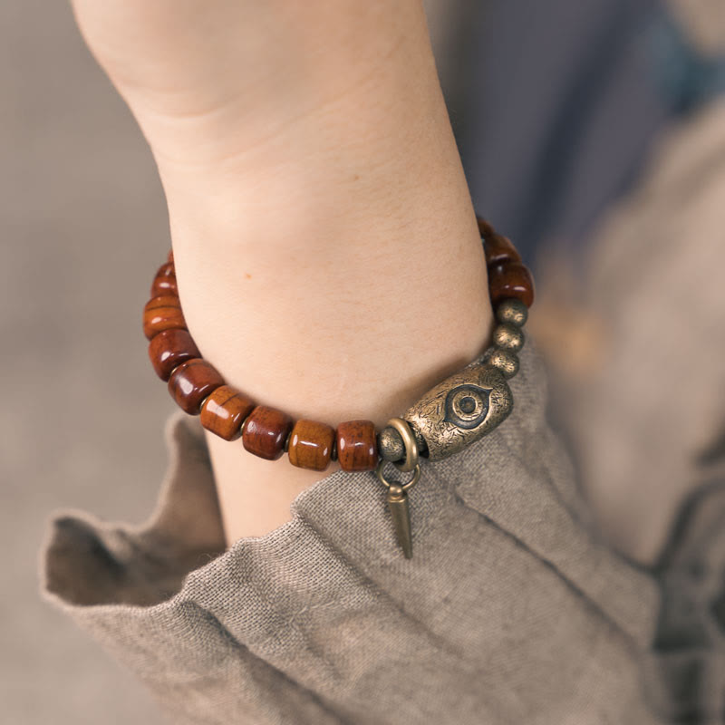 Yak-Knochen-Kupfer-Armband für spirituellen Schutz, 14–17,5 cm