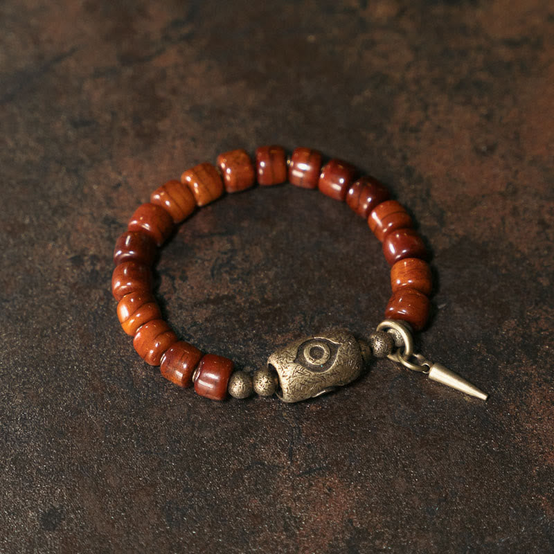 Yak-Knochen-Kupfer-Armband für spirituellen Schutz, 14–17,5 cm