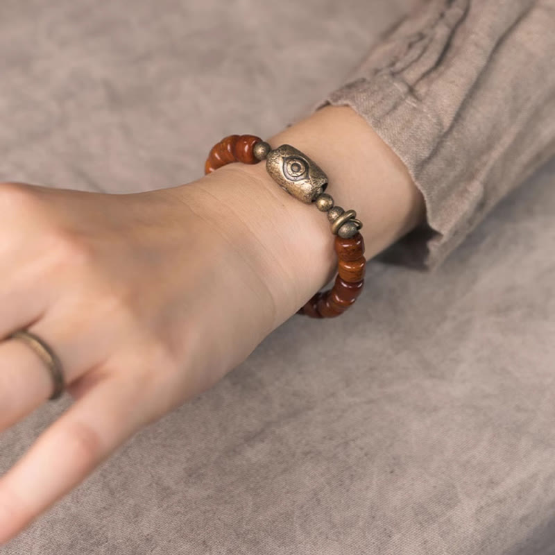 Yak-Knochen-Kupfer-Armband für spirituellen Schutz, 14–17,5 cm