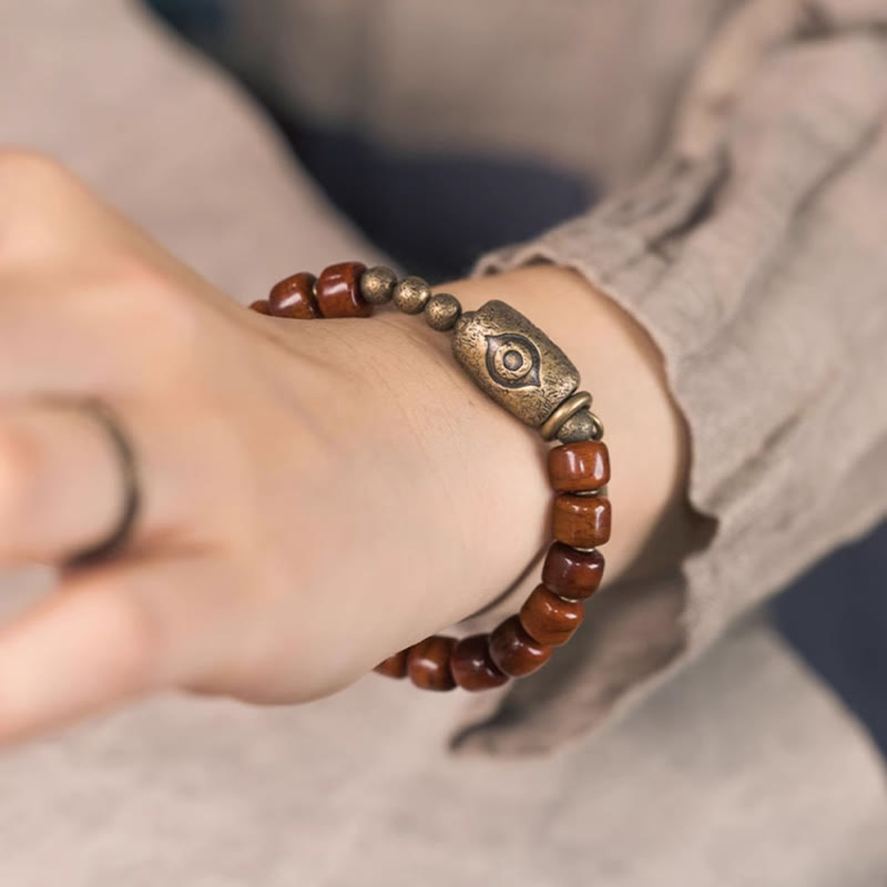 Yak-Knochen-Kupfer-Armband für spirituellen Schutz, 14–17,5 cm