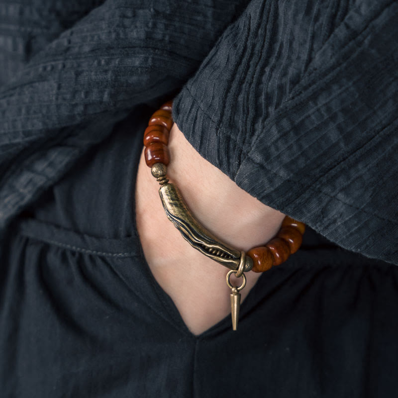 Yak-Knochen-Kupfer-Stärke-Spirituelles Armband 14–17,5 cm