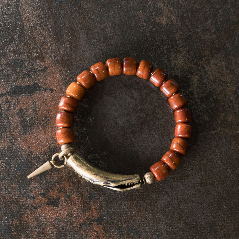 Yak-Knochen-Kupfer-Stärke-Spirituelles Armband 14–17,5 cm