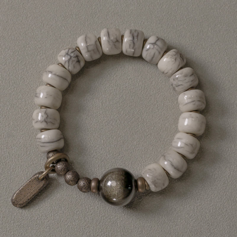 Yak Bone Gold Sheen Obsidian Stärke Armband Unisex