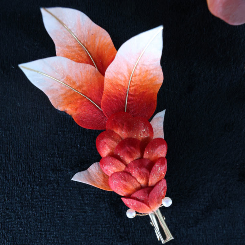 Yangzhou Samtblumen-Brosche mit Koi-Fisch oder Haarspange