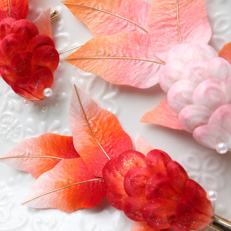Yangzhou Samtblumen-Brosche mit Koi-Fisch oder Haarspange