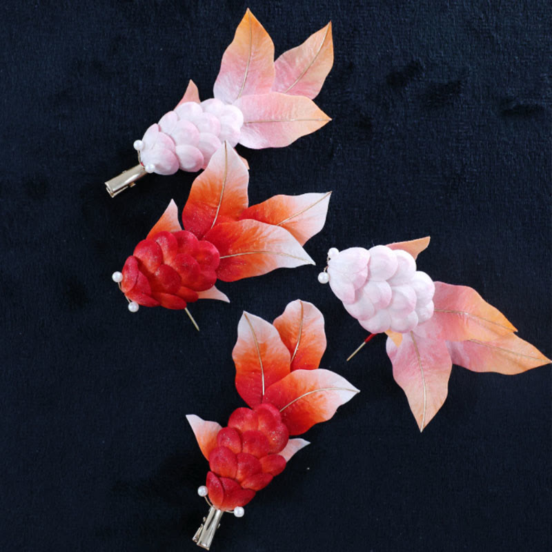Yangzhou Samtblumen-Brosche mit Koi-Fisch oder Haarspange