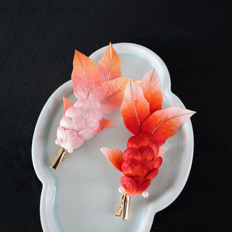 Yangzhou Samtblumen-Brosche mit Koi-Fisch oder Haarspange