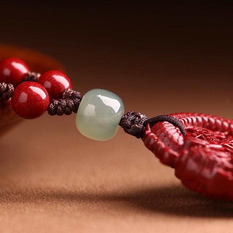 Jahr des Drachen Zinnober Hetian Jade Halskette Anhänger