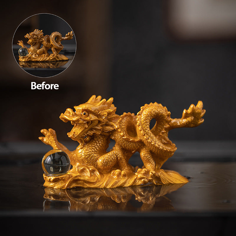 Teehaustierfigur aus Kunstharz mit Farbwechsel zum Jahr des Drachen