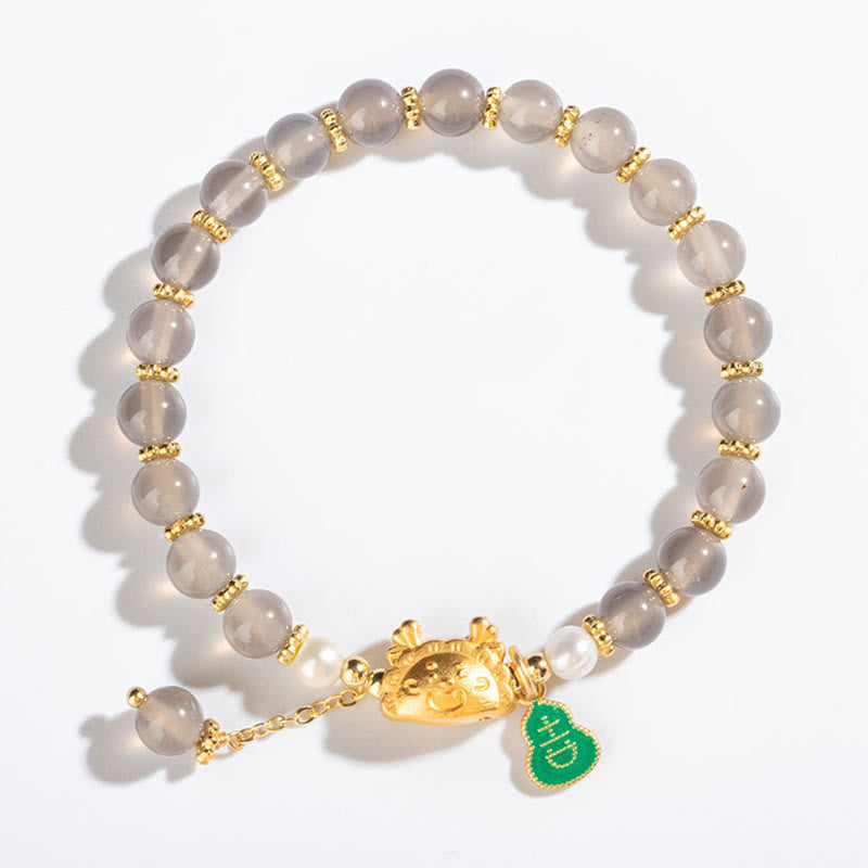 Jahr des Drachen, Glücksarmband aus rotem Achat, 6 mm, Unisex