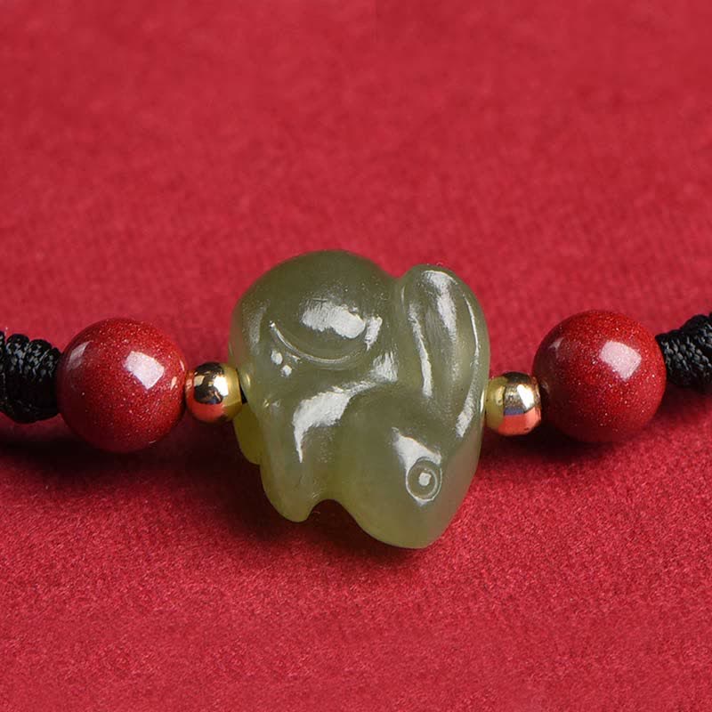 Jahr des Hasen Hetian Jade Fülle Armband