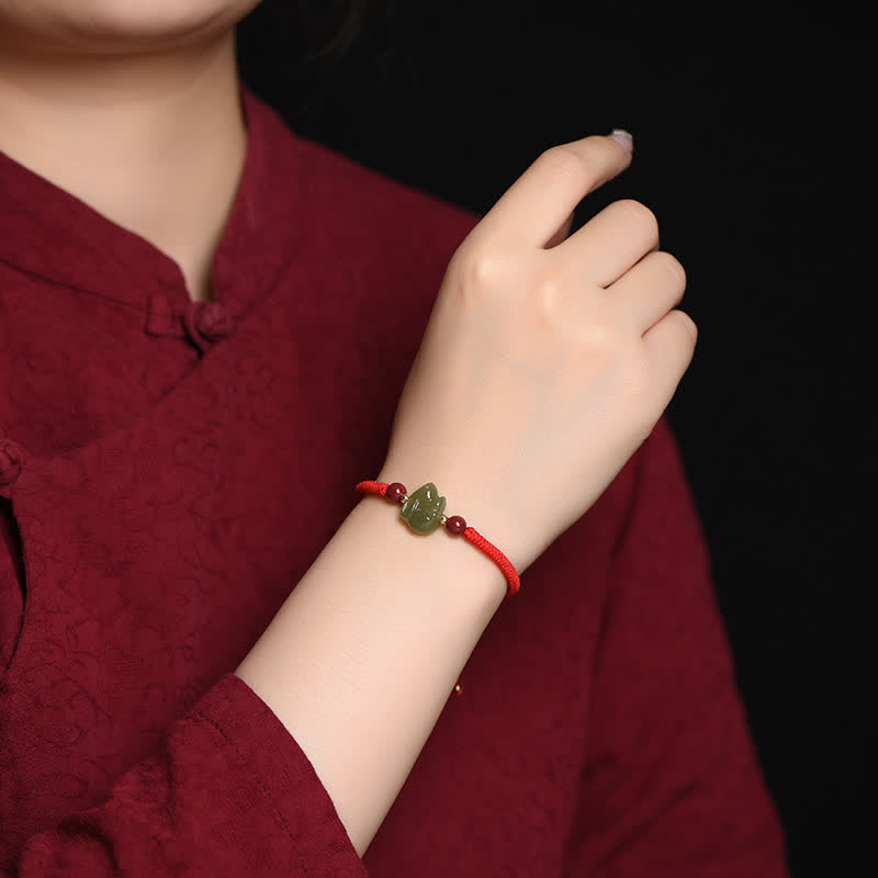Jahr des Hasen Hetian Jade Fülle Armband