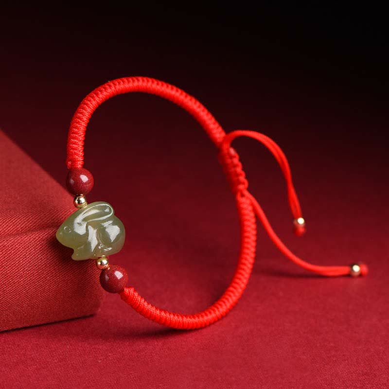 Jahr des Hasen Hetian Jade Fülle Armband