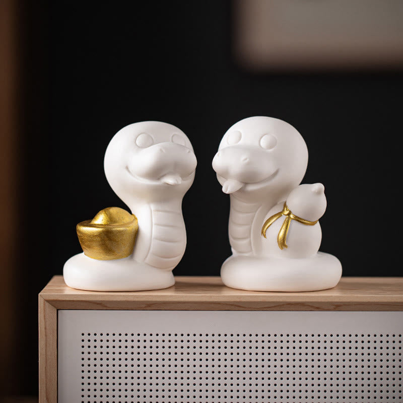 Keramikfigur aus Kürbis und Barren zum Jahr der Schlange