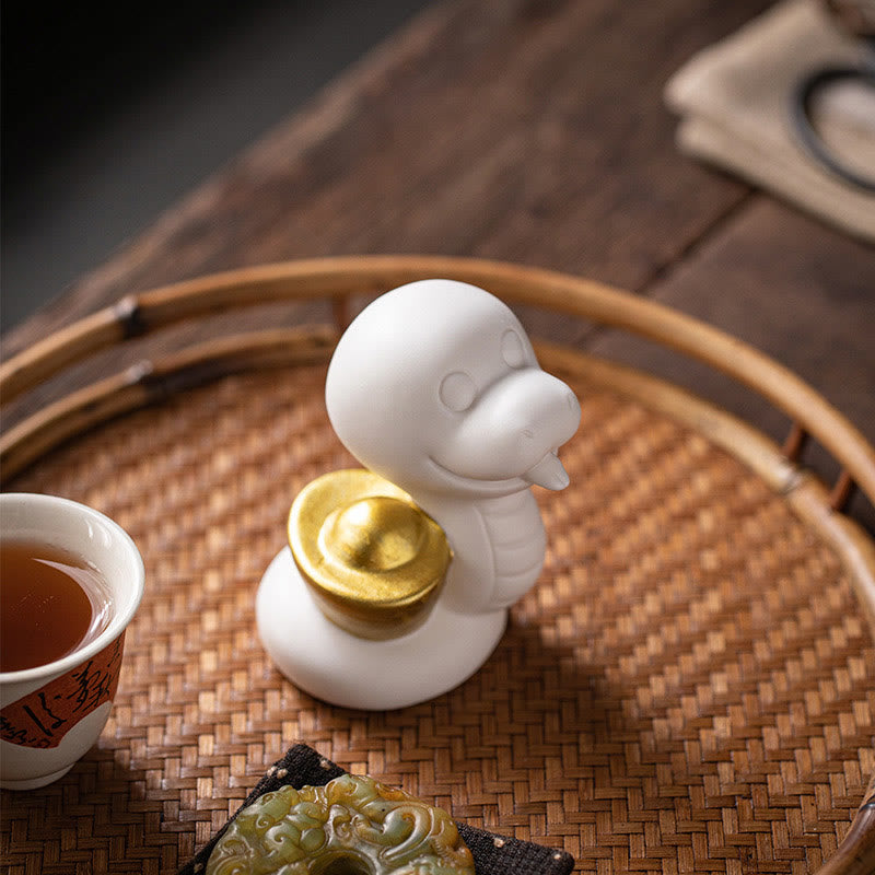 Keramikfigur aus Kürbis und Barren zum Jahr der Schlange