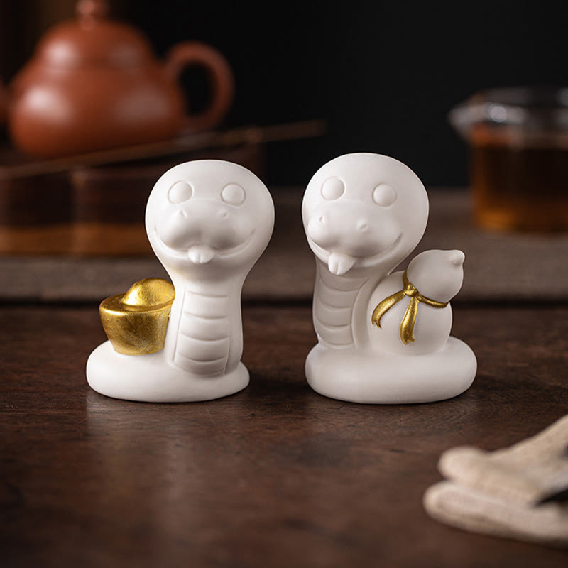 Keramikfigur aus Kürbis und Barren zum Jahr der Schlange