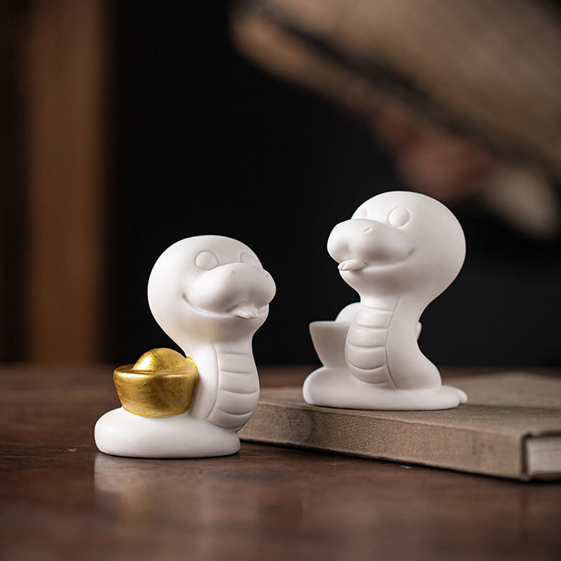 Keramikfigur aus Kürbis und Barren zum Jahr der Schlange