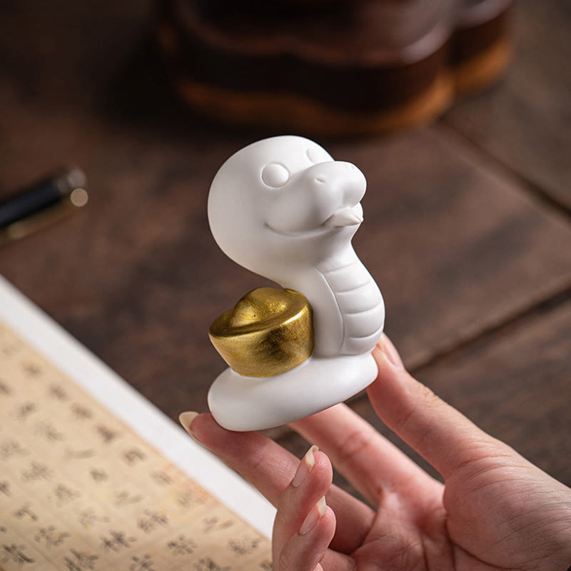 Keramikfigur aus Kürbis und Barren zum Jahr der Schlange