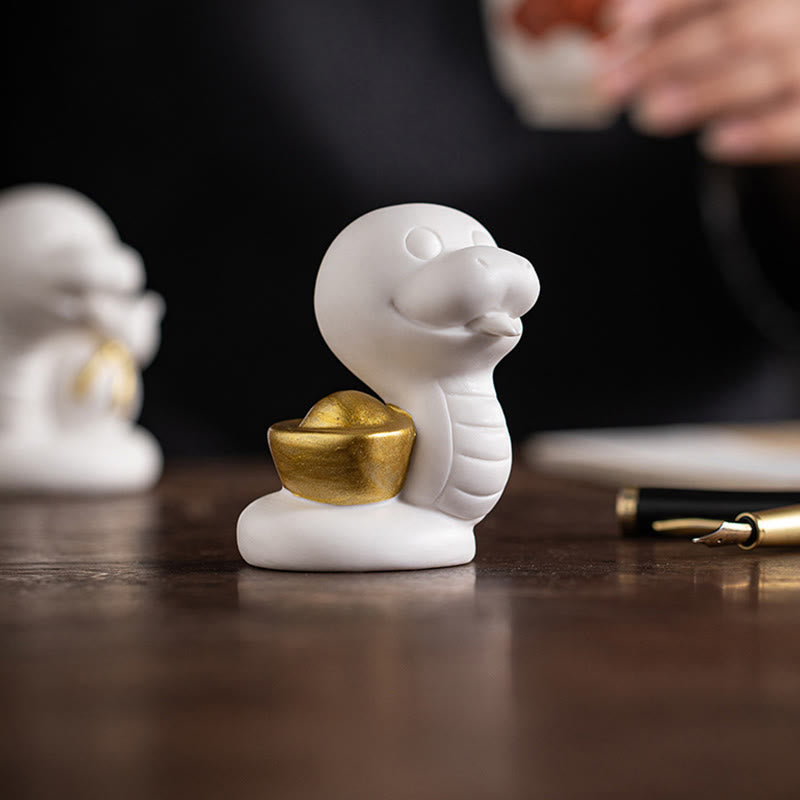 Keramikfigur aus Kürbis und Barren zum Jahr der Schlange