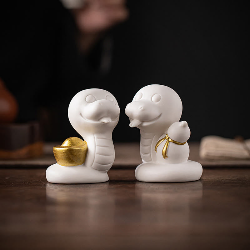 Keramikfigur aus Kürbis und Barren zum Jahr der Schlange