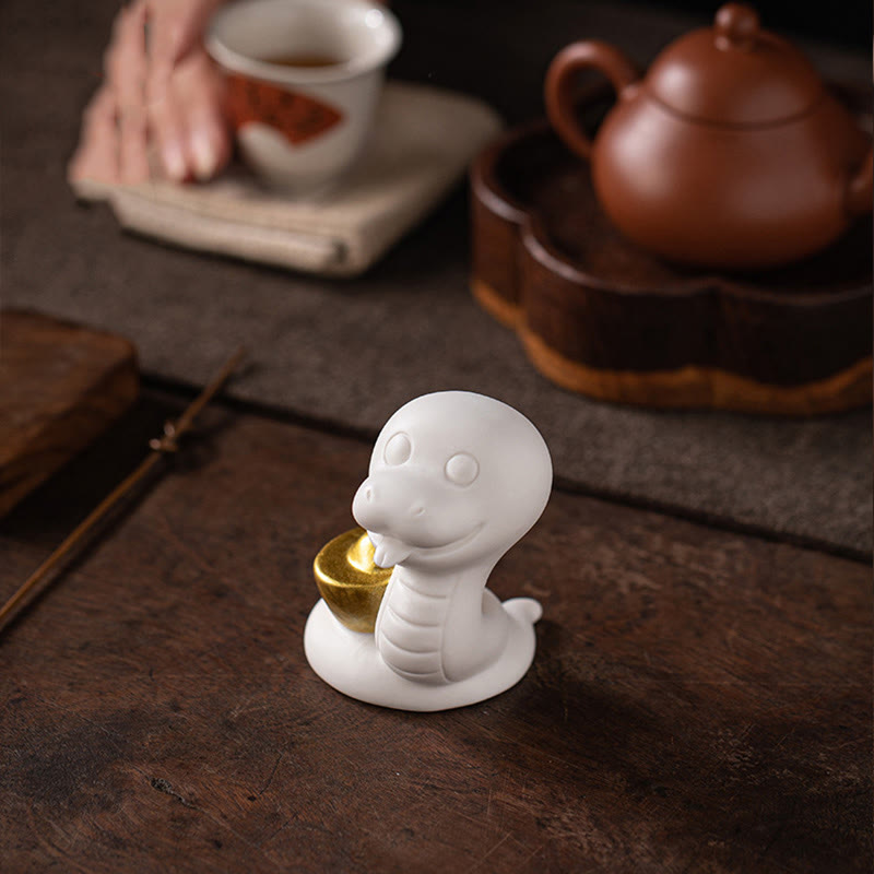 Keramikfigur aus Kürbis und Barren zum Jahr der Schlange