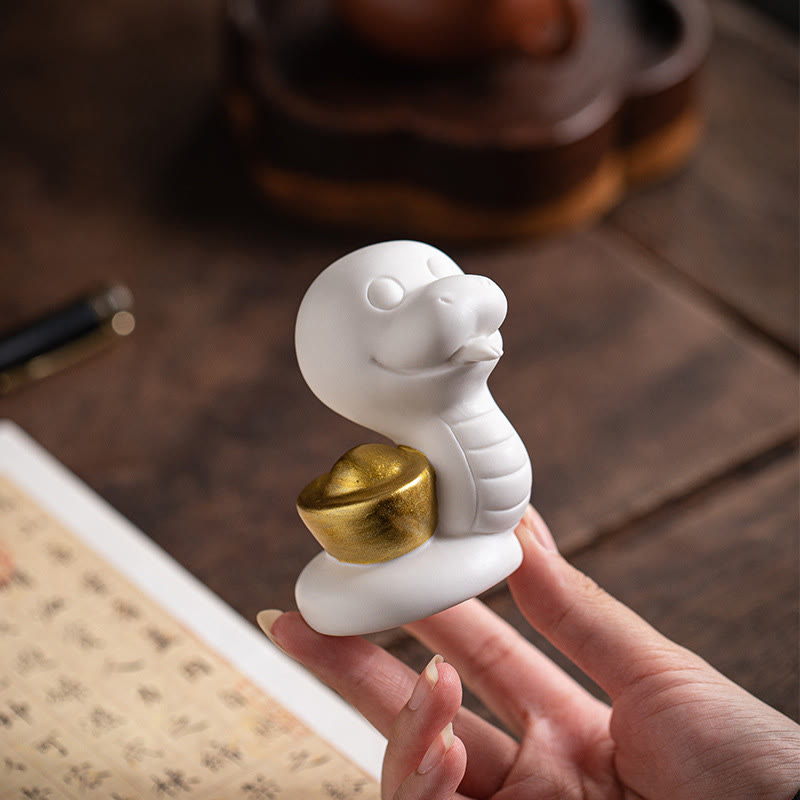 Keramikfigur aus Kürbis und Barren zum Jahr der Schlange