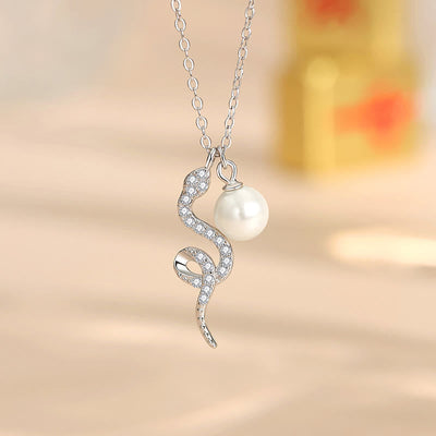 Perlenkette „Jahr der Schlange“ aus 925er Sterlingsilber und Gold